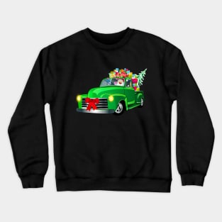 Merry Christmas Santa Green Car & Gifts Crewneck Sweatshirt